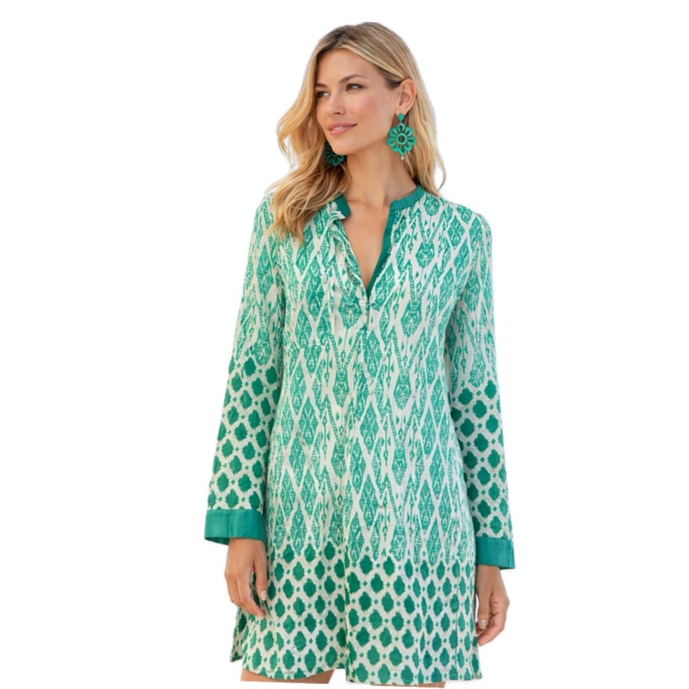 Shiraleah, NWT  Green Patterned Tunic Dress, size L